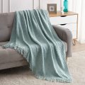 Throw Blanket Textured Solid Soft Decorative Knitted Blanket