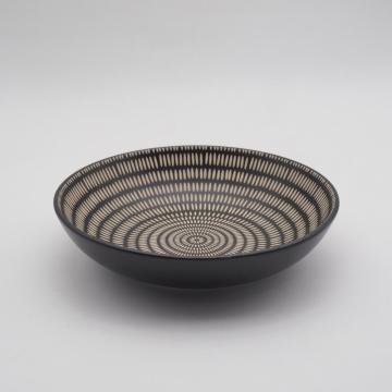 Imprinting Set di stoviglie in grestra nera e oro, set di cena da cucina da cucina in ceramica