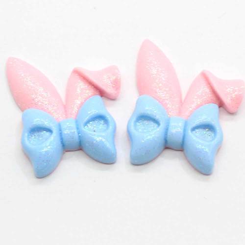 Kawaii Resin Cabochons Flatback Bonbonfarben Band Knoten Knoten Bogen Tier Kaninchen Ohr Patch Aufkleber Ornament Zubehör