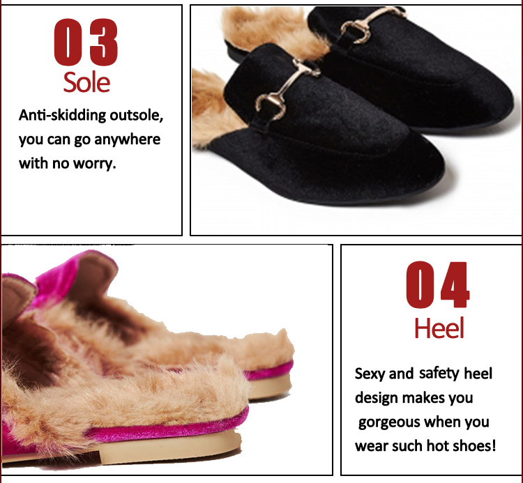 Cotton slippers with fur