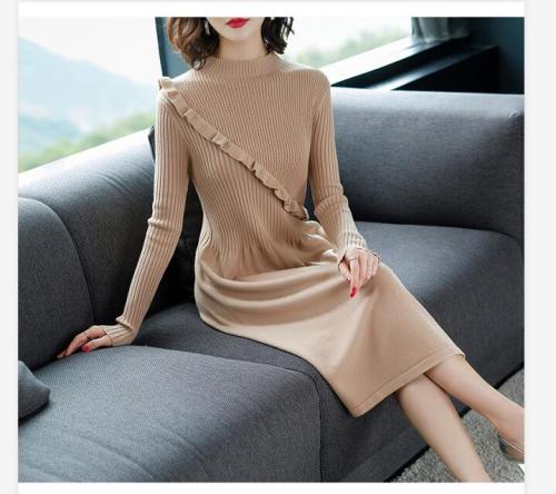 Lady Autumn Winter Dress Elegant Slim