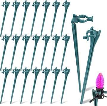 7.5 '' grüne Mini -Seilleuchten mit C7 C9 Sockel 5mm Draht und universelle Erdungsstöcke für Weihnachtslicht -Installationen