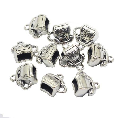 Artificial Simulation Phone Telephone Ancient Beads  Cute Top Hole for Jewelry Making Pendant Accessories