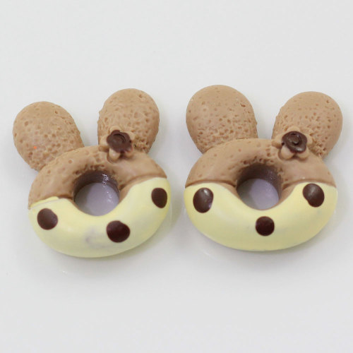 Kawaii Dier Konijn Donut Hars Cabochons Voedsel Miniatuur Beeldje DIY Sieraden Accessoires