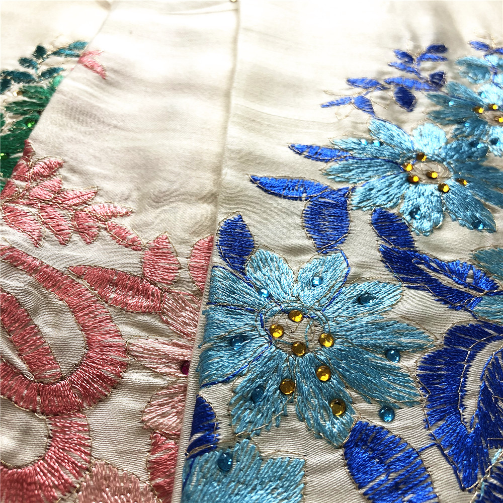 Rayon Satin Embroidey With Stone