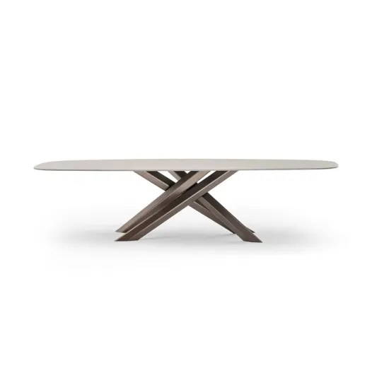 Outdoor White Marble Top 8-Seater Dining Table