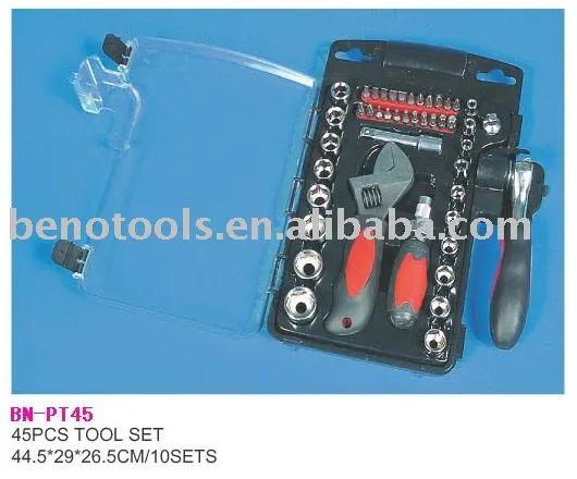OEM factory BENO -PT 45PCS high quality SOCKETsocket set tool set hand tools ,plastic box ,case,tool SET