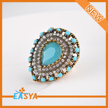 Fashion Turquoise Crystal Rhinestone Teardrop Rings