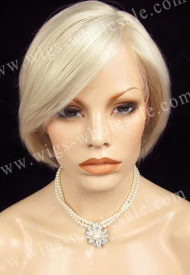 Short bobi white top quality straight manhattan style synthetic lace front wig