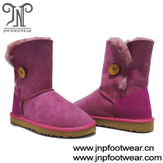Casual sheepskin mouton boots with one button