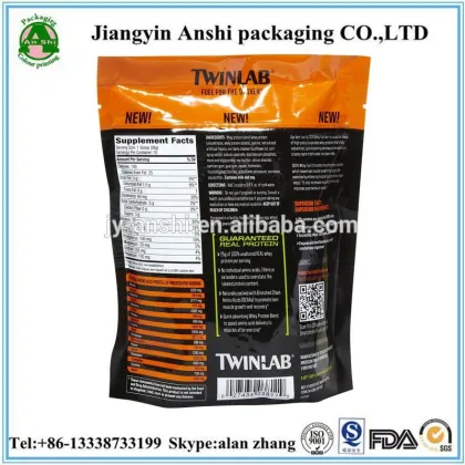Plastic twinlab bag zipper stand up plastic bags/plastic twinlab bag