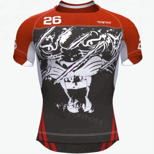 High quality heavy strong fabric with sublimation printing customer's design on rugby football jersey wear