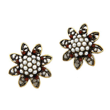 Fashion jewelry antique brass flower earrings