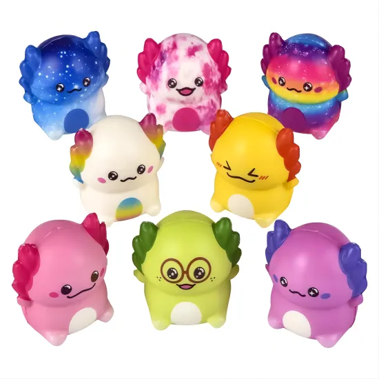 12-piece Set of Adorable Micro Slow Rise Axolotl Squishy Toys: Perfect Memory Foam Party Favors and Squeeze Toys for Kids
