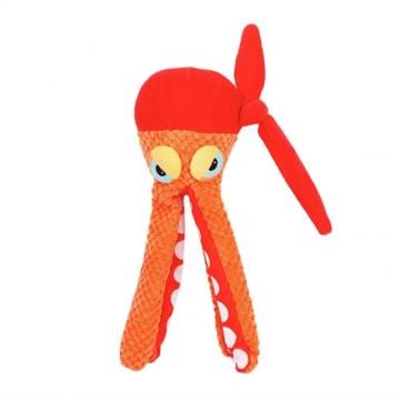 Red octopus plush toy pet teething toy