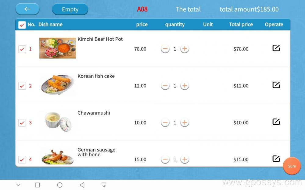 Easy To Operate Customer Table Order software