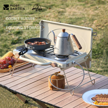Portable Double Burner Camping Stove for Outdoor Picnic and Kitchen Use