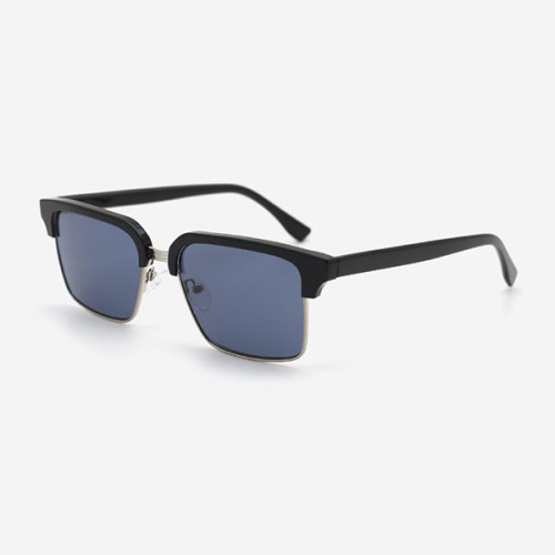 Rectangle Acetate And Metal Combined Men's Sunglasses 23A8061