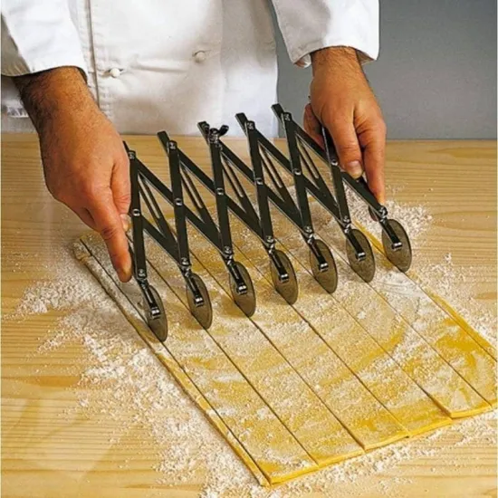 Professional Metal Stainless Steel Bread Dough Divider, Pasta Pizza Slicer, and Rocker with 3/5/7 Wheels for Bakers and Pastry Chefs