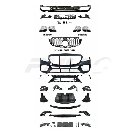 Front Bumper Grille Rear Diffuser Exhaust Pipes Upgrade Kit for Benz W213 2016-2020 E63 AMG