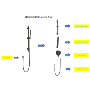 Douche de poche avec barre de diapositive et tuyau