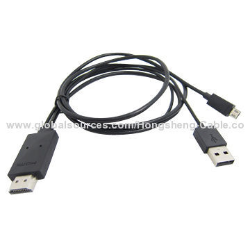 MHL Cable for Samsung S2, S3, Video Resolution Supports 1,080P at 60fps