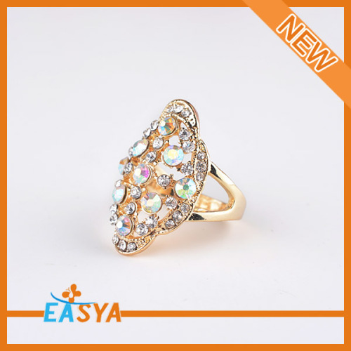 Yeni varış altın kaplama Mesh Crystal Ring tasarımlar