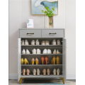 Morden two door and two drawer shoe cabinet with solid wood legs