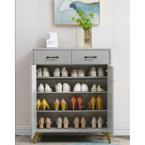 Morden two door and two drawer shoe cabinet with solid wood legs