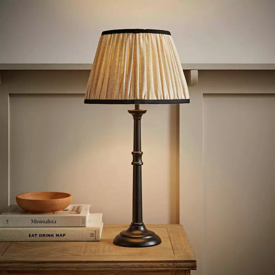 Clara Black Pleated Linen Table Lamp Custom Height (3)