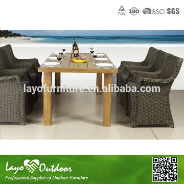 7pcs Alum Rattan Dining Table Sets Garden dining outdoor furniture , solid wood table