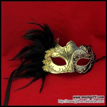 Women sexy Halloween black mask with gold glitter by new arrival party mask design