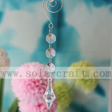 Decorative Crystal Chandelier Lighting Icicle Pendants Acrylic Octagon Beads Prism With Jump Ring