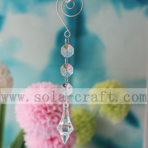 Lámpara de araña de cristal decorativa que enciende Colgantes de carámbano Prisma de cuentas de octágono de acrílico con anillo de salto