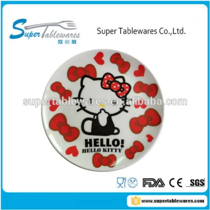 round melamine dinner dish 8" with kids design
