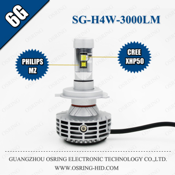 OSRING Car 3000LM Fanless Design DC12V-24V6G h4 led headlight
