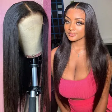 100% Virgin Human Hair 5X5 Lace Closure  Wig Transparent Swiss Lace Wigs