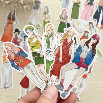 Korean Cartoon Girl Sticker Pack - DIY Decorative Stickers for Kawaii Stationery (60 Sheets)