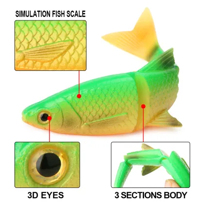 Swimbait Shad Soft Jerk Minnow Bass Fishing Lure - Segmented Body with Forked Tail (8cm/9.6cm/13cm)
