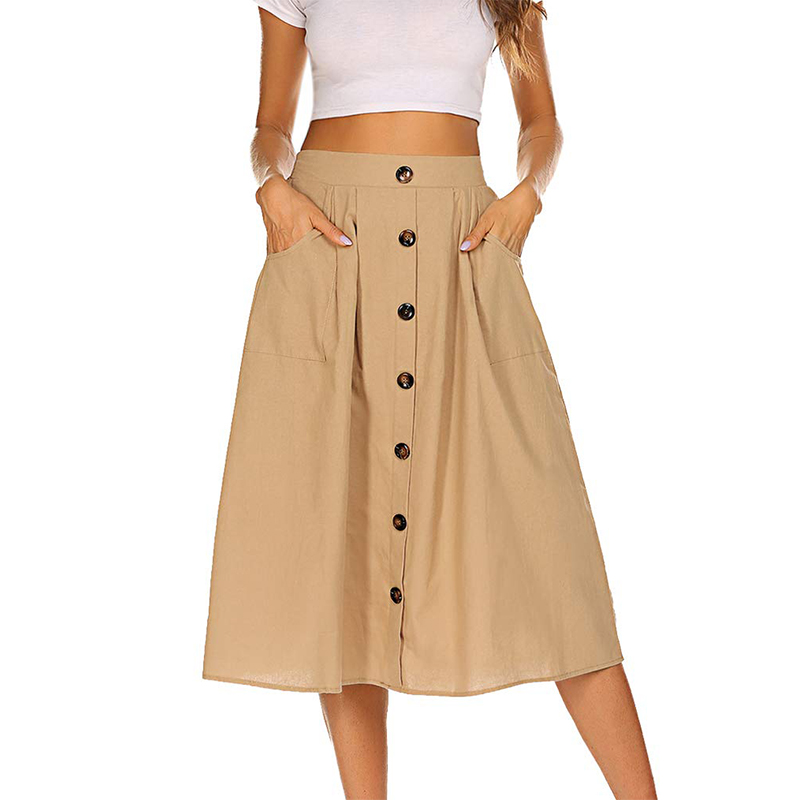 Women's Polka Dot Midi Skirts Casual with Pockets