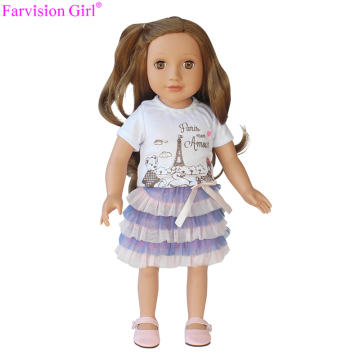 Fashion silicone vinyl doll 18 inch soft toy white shirt