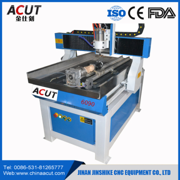 ACUT-6090 4 axis small CNC milling machine, CNC router with rotation