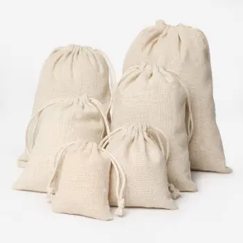 Promotional Price Recyclable Linen Cotton Drawstring Bags - Organic Small Cotton Muslin Drawstring Bags