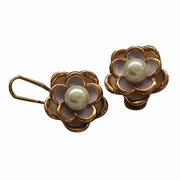 Earrings with Alloy and Pearl, Shiny, Elegant and Fashionable, Trial Orders Accepted