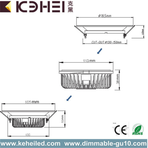 15W Dimmable LED Downlights White Black Lighting