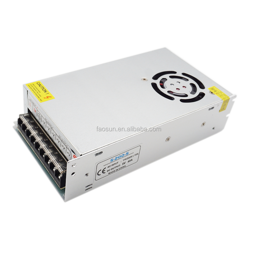 200w 5v 40a Led Transformer Power Supply With Fan For Led Strips - S ...