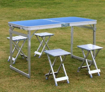 High-Quality Portable Comfortable Stable Big Umbrella Aluminum Beach Set, Travel Picnic Outdoor Table & Dining Chairs - Ideal for Summer Adventures