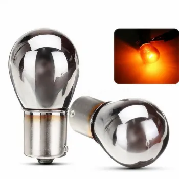 High Quality Glass Car Tail Lamp Silver/Chrome Amber 12V/21W PY21W S25 BAU15s Stop Light Indicator Bulb