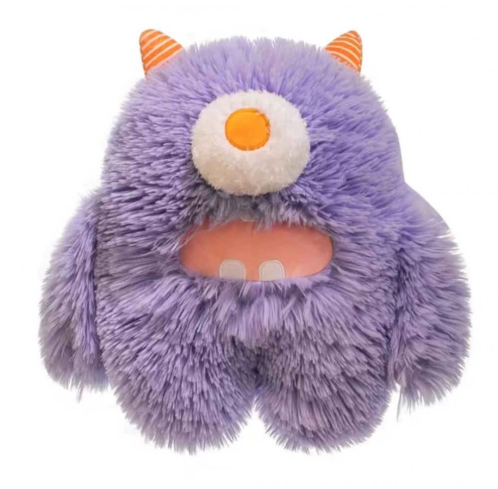 Purple one-eyed hairy monster throw pillow stuffed animal