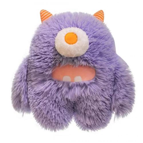 Purple one-eyed hairy monster throw pillow stuffed animal